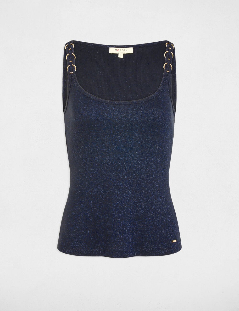 T-shirt cintr&eacute; col rond bleu marine femme