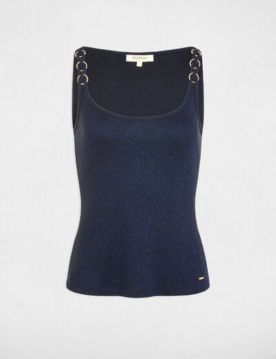 Getailleerd T-shirt met ronde hals marineblauw vrouw