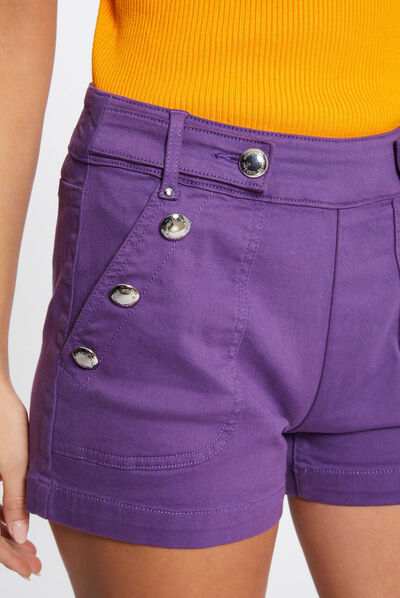 Short droit à ponts violet fonce femme