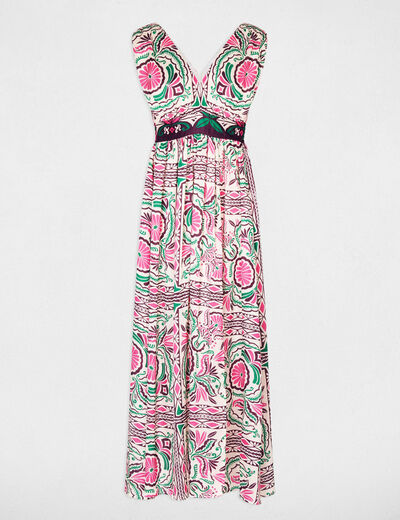 Robe longue ajust&eacute;e multicolore femme