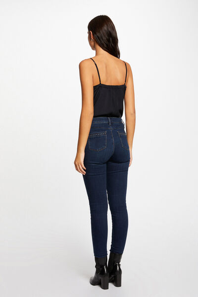 Jeans skinny avec détails zippés jean brut femme