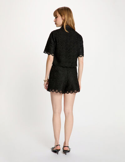 Chemise manches courtes noir femme