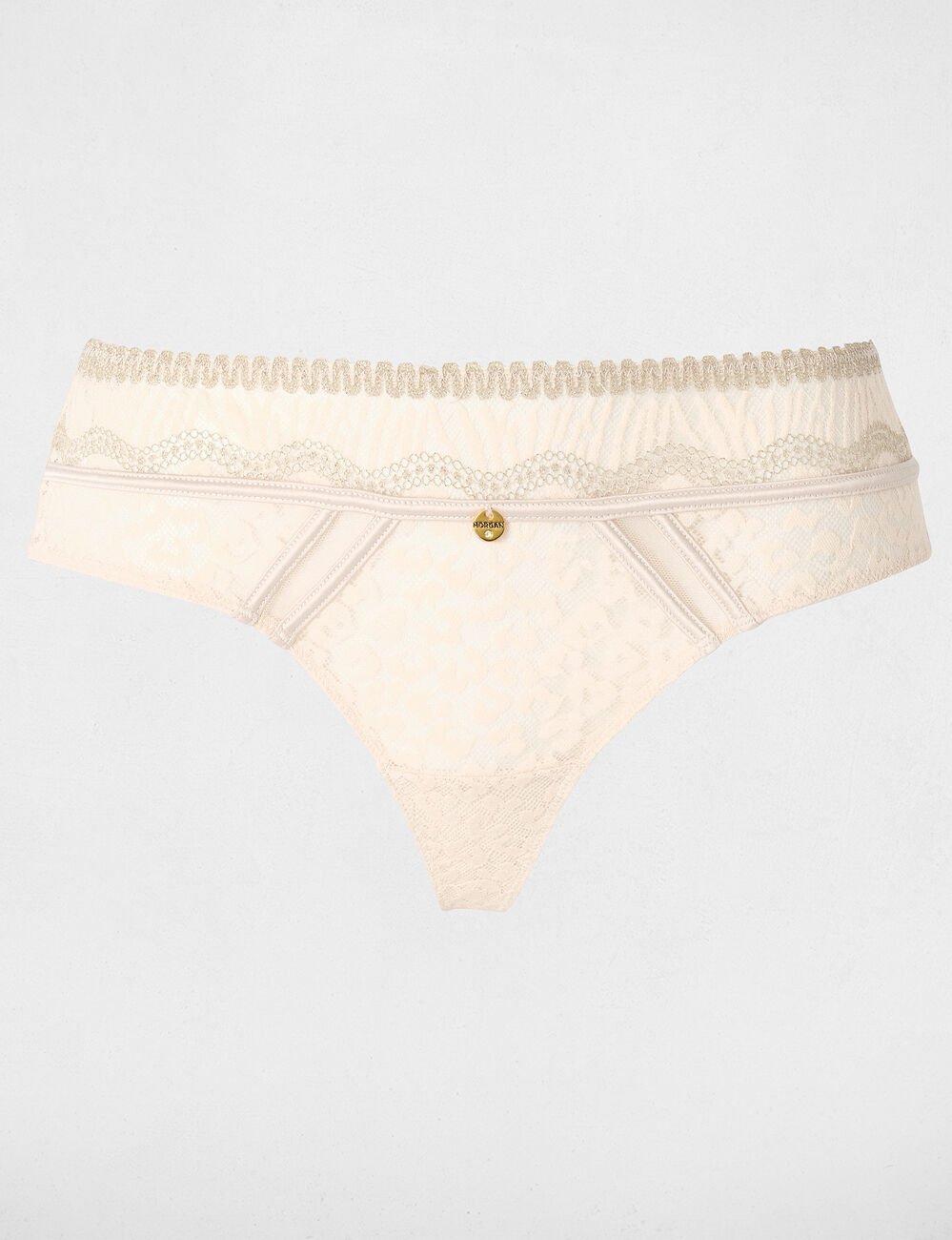 Shorty dentelle beige femme