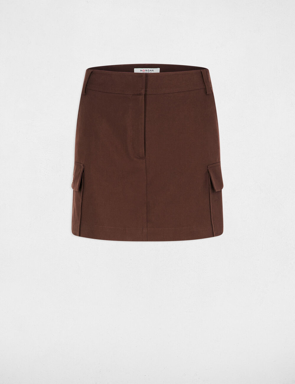 Jupe-short ajust&eacute;e courte marron fonc&eacute; femme