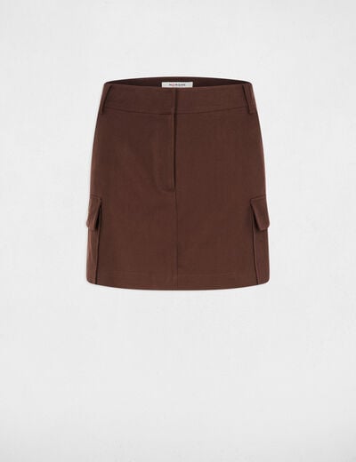 Jupe-short ajust&eacute;e courte marron fonc&eacute; femme