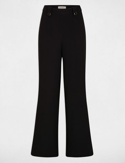 Pantalon large taille haute noir femme