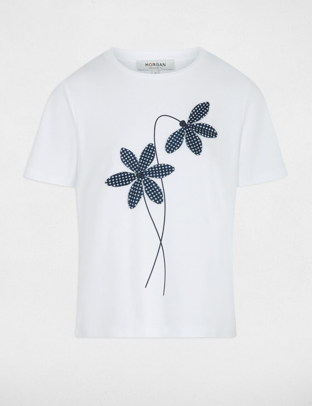 T-shirt imprim&eacute; fleurs blanc femme