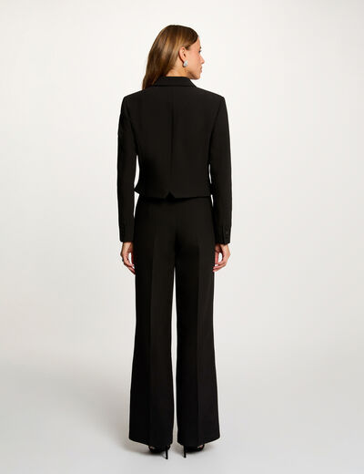 Pantalon large taille haute noir femme