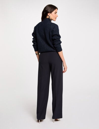 Pull manches longues avec boutons bleu marine femme