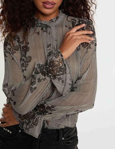 Chemise imprimée col montant multicolore femme