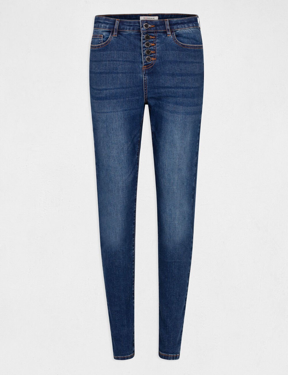 Slim-fit jeans met standaard 7/8-taille ruw denim vrouw