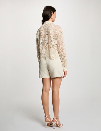 Jupe-short tweed ajust&eacute;e sable femme