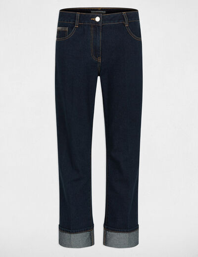 Jean droit strass denim brut femme