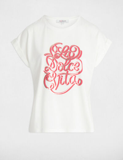 T-shirt à inscription blanc femme