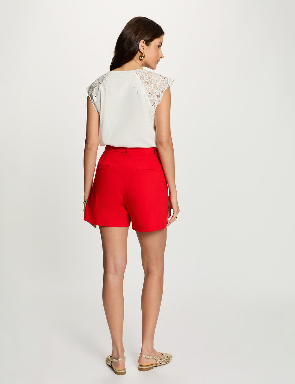 Short taille haute rouge vif femme