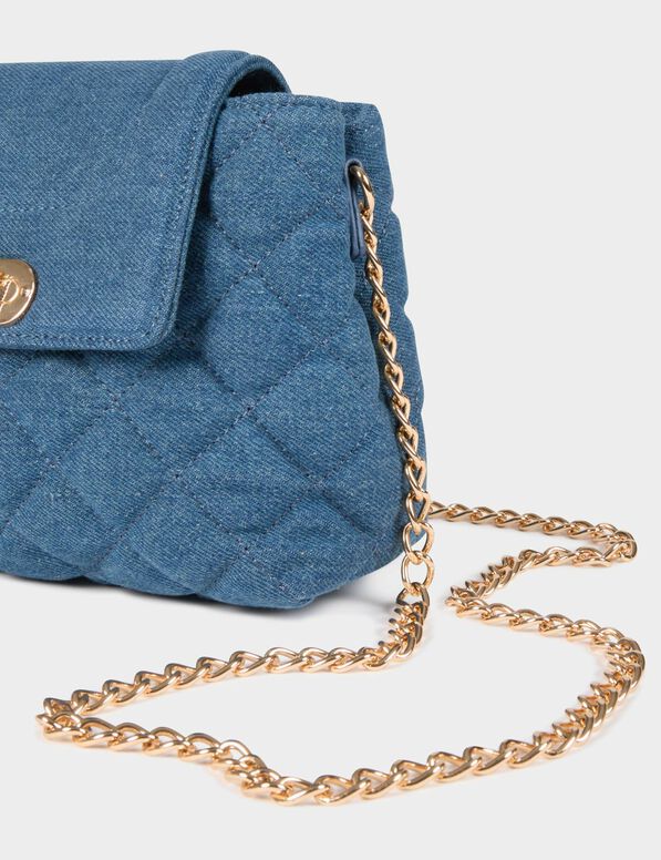 Sac pochette jean matelassé denim stone femme