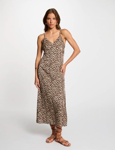 Rechte midi-jurk met print meerkleurig vrouw