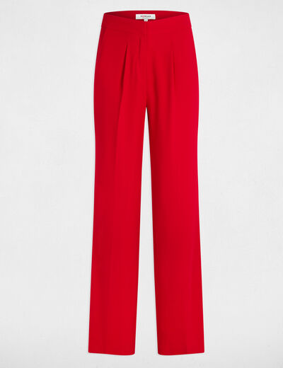 Pantalon large à pinces rouge femme