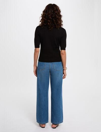 Getailleerde trui met polokraag zwart vrouw