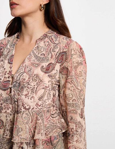 T-shirt voile col v multicolore femme