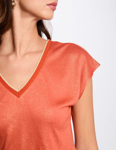 T-shirt met korte mouwen donker oranje vrouw