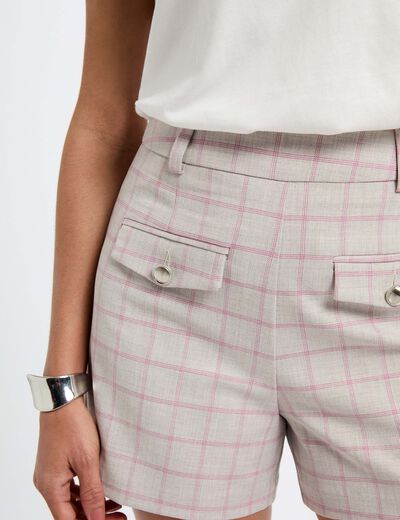 Hoge taille short met ruitprint meerkleurig vrouw