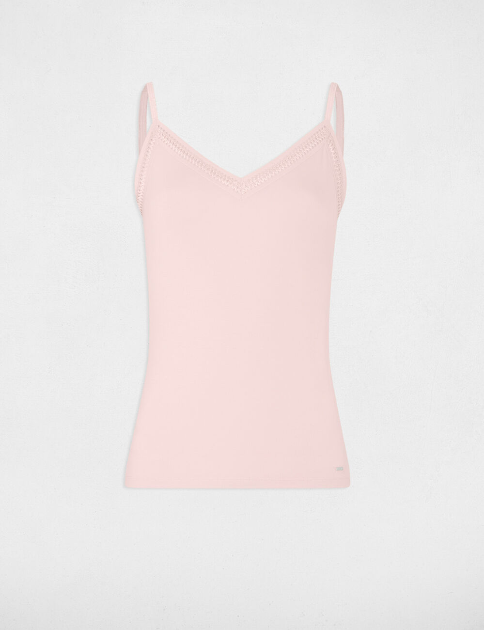 Tanktop met dunne bandjes kant ecru vrouw