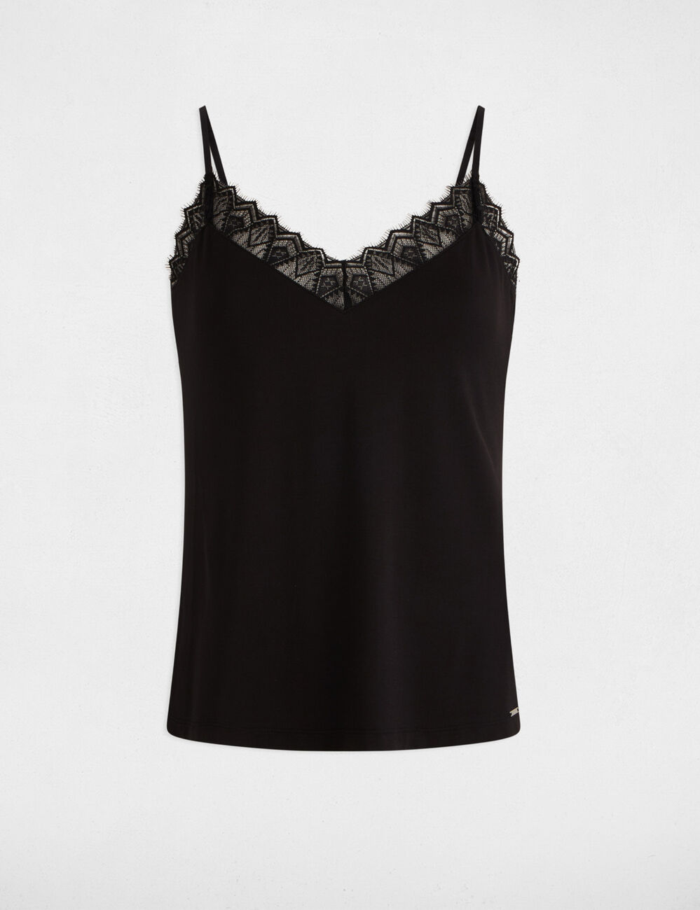Tanktop met fijne bandjes zwart vrouw