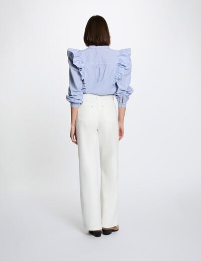 Chemise ray&eacute;e col mao bleu ciel femme