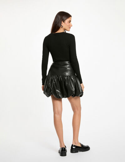 Pull col rond strass noir femme
