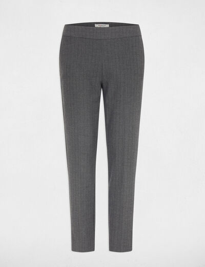 Pantalon slim cigarette gris moyen femme