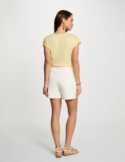 T-shirt manches courtes jaune clair femme