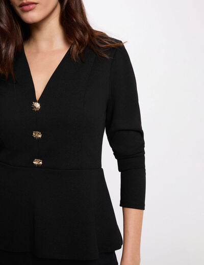 Getailleerd V-hals T-shirt zwart vrouw