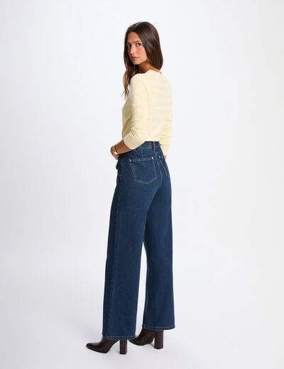 Pull ajusté col rond jaune clair femme