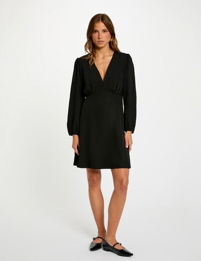 Robe courte trapèze noir femme