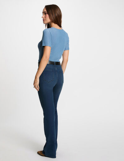 T-shirt manches courtes avec col en V bleu gris femme