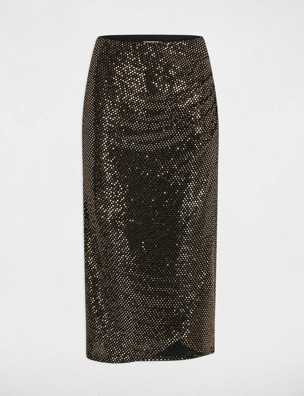 Jupe portefeuille ajustée jaune or femme