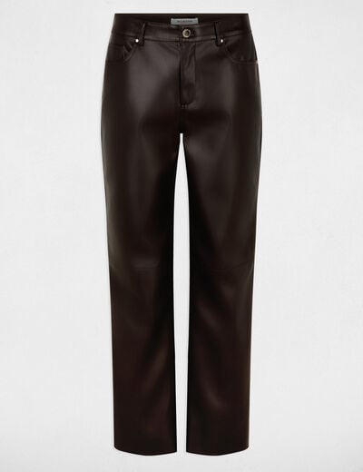Pantalon bootcut similicuir marron fonc&eacute; femme