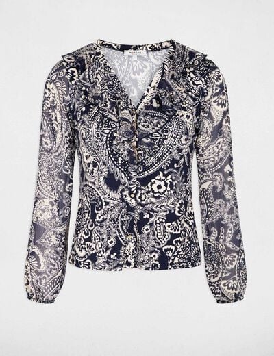 Voile blouse met v-hals helder wit vrouw