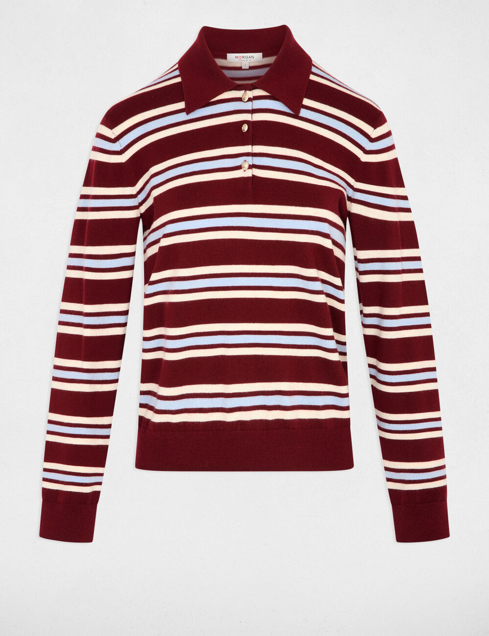 Pull col &agrave; revers bordeaux femme