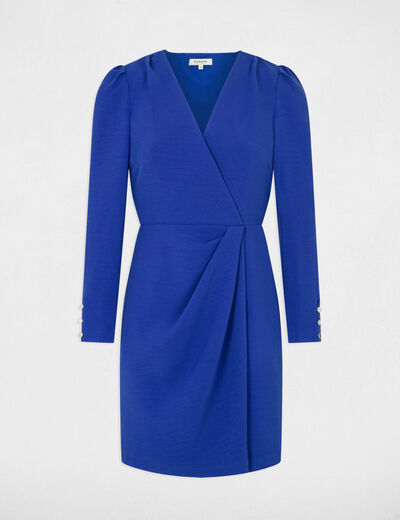 Robe courte portefeuille bleu electrique femme