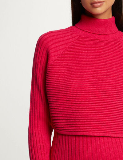 Midi-trui jurk met 2-in-1 effect medium roze vrouw