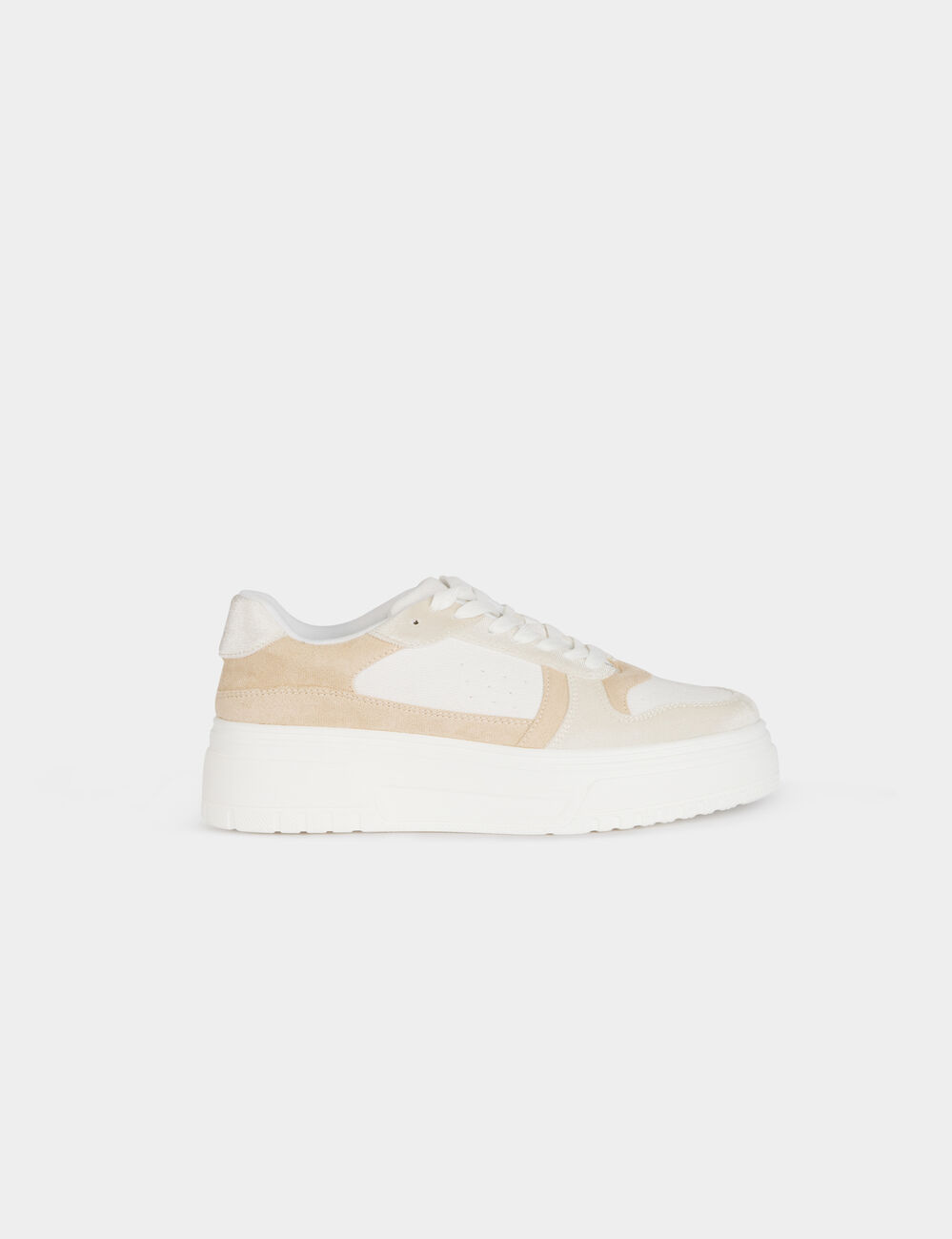 Baskets compens&eacute;es beige femme