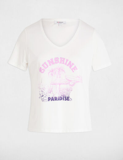 T-shirt met opschrift helder wit vrouw