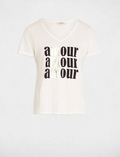 T-shirt à inscription blanc femme