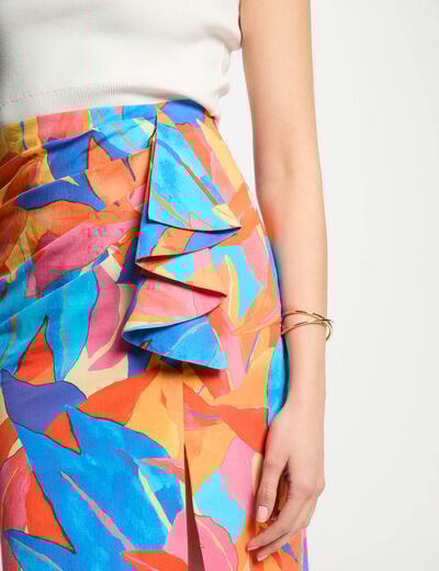 Jupe ajustée imprimée multicolore femme