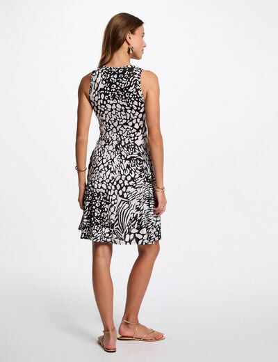 Robe courte cintrée imprimée multicolore femme