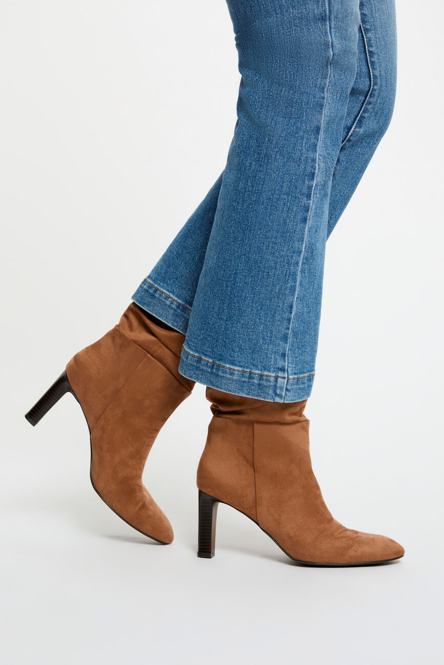 Botte plissée beige femme