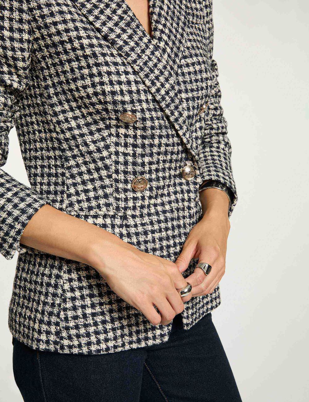Blazer droit col tailleur multicolore femme