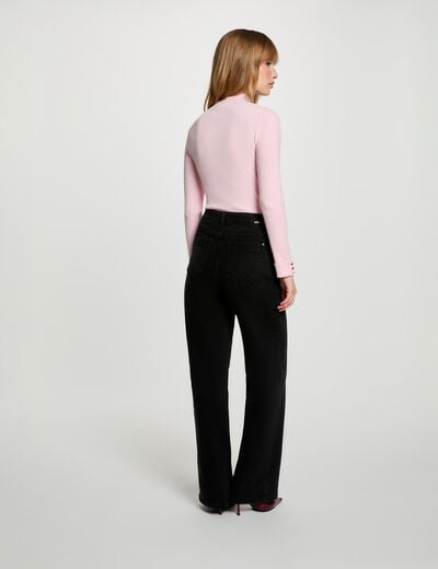 Jean large taille haute denim noir femme